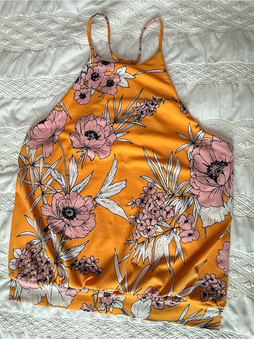 Express Marigold & Pink Tank Camisole with Pink Floral Print